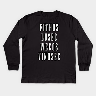 Fithos Lusec Wecos Vinosec Succession Of Witches Love (White Text) Kids Long Sleeve T-Shirt